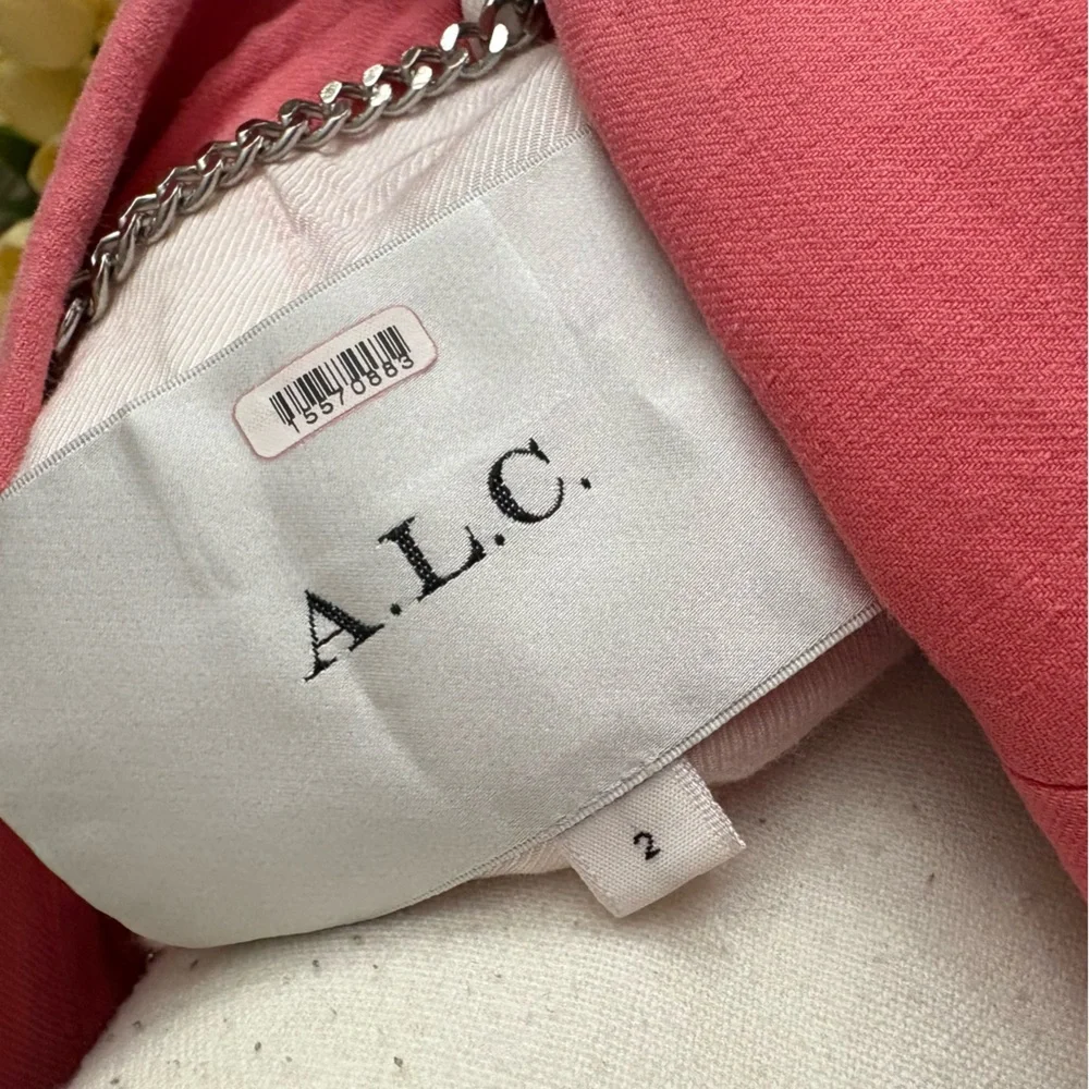 A.L.C. Coral Pink Donovan Linen Cotton Blend‎ Blazer Jacket Size 2